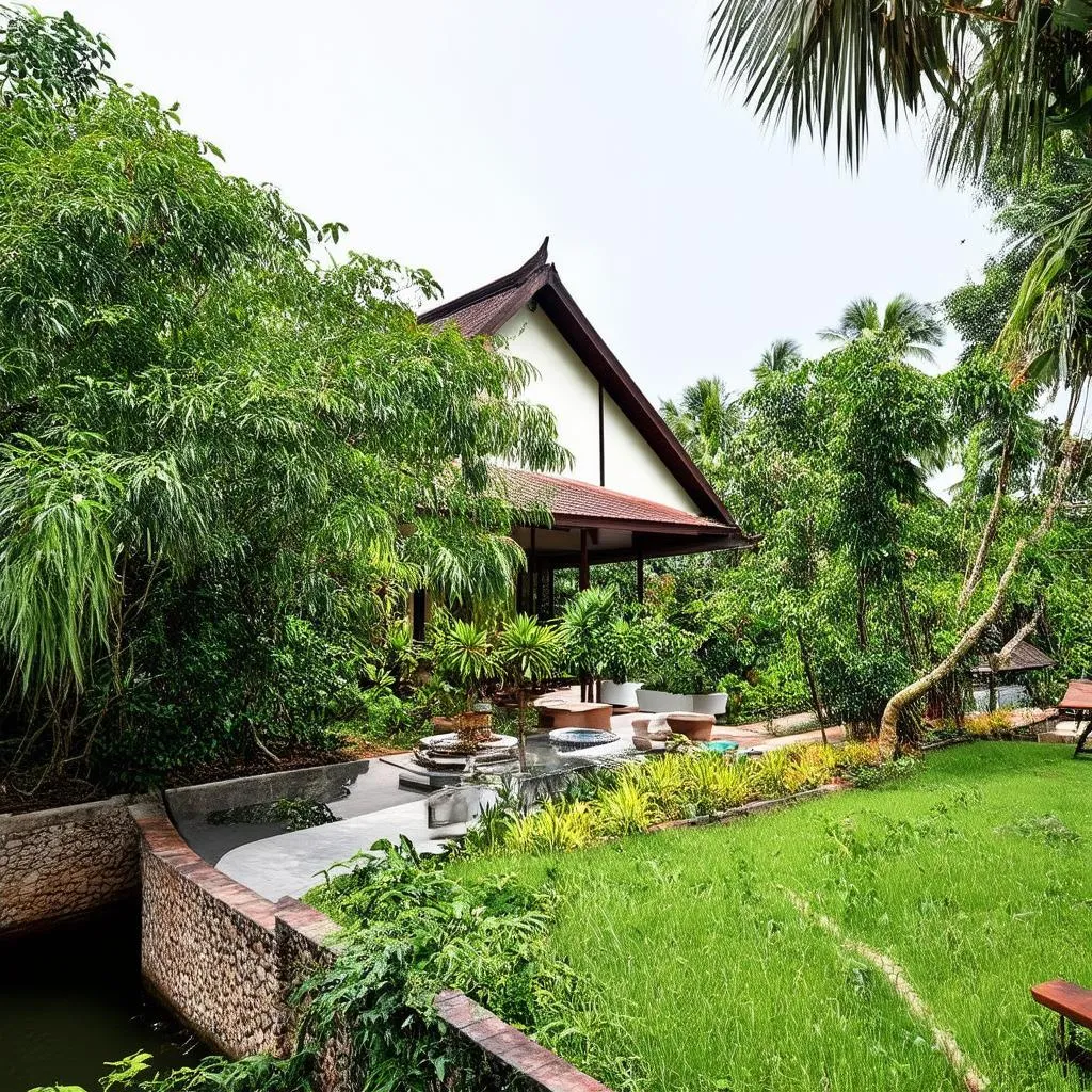 Luxury resort overlooking the Mekong River