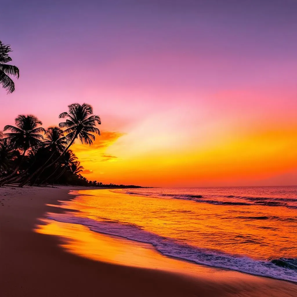 Sunset on a Mexican beach