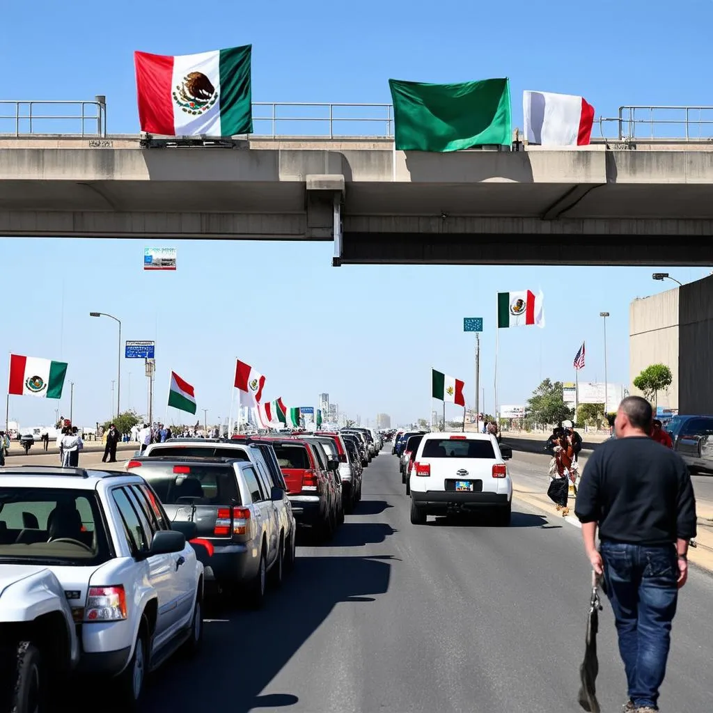 Busy Mexico Border Crossing