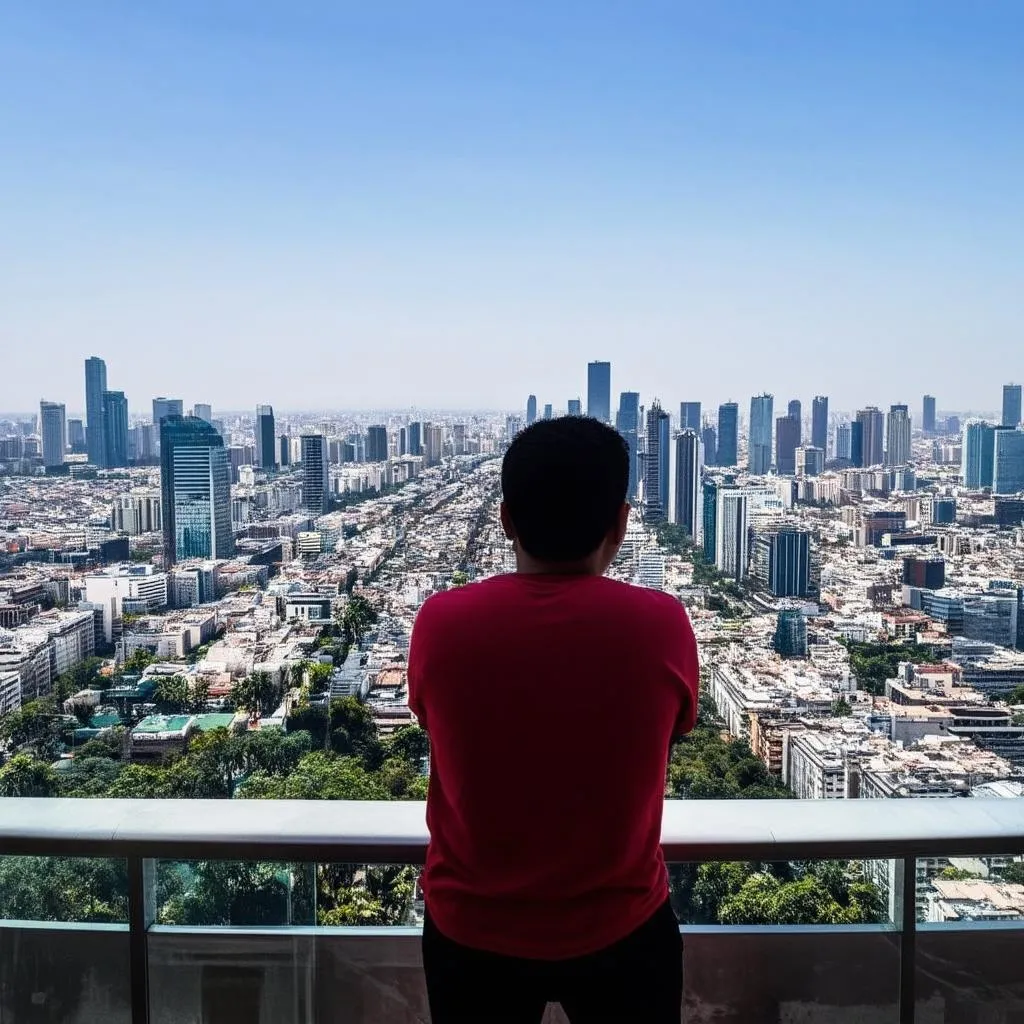 DACA recipient looking at Mexico City skyline