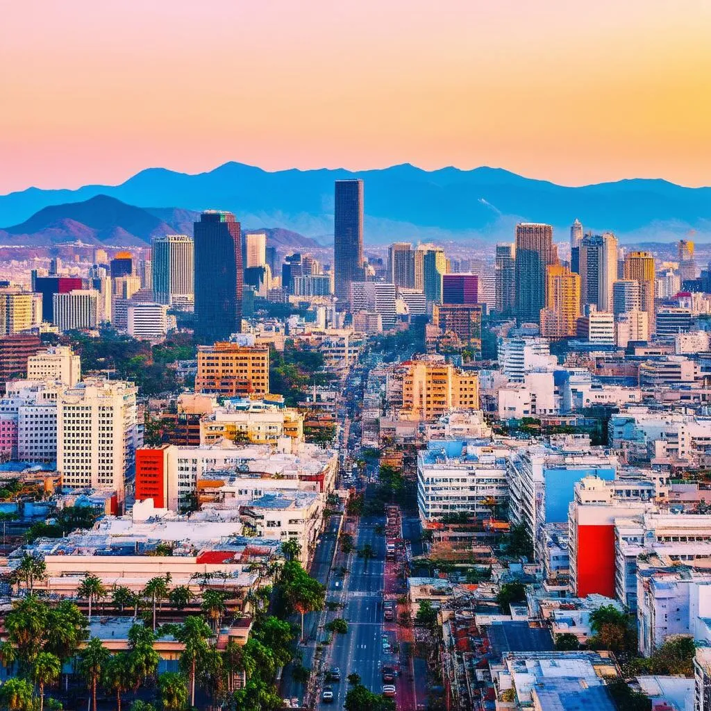 Mexico City Skyline at Sunset