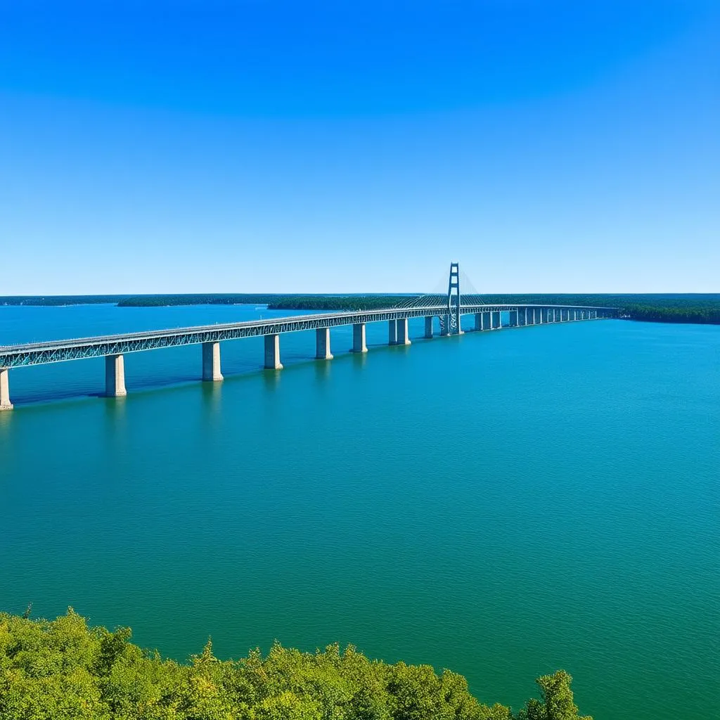 Mackinac Bridge connecting Michigan's Upper and Lower Peninsulas