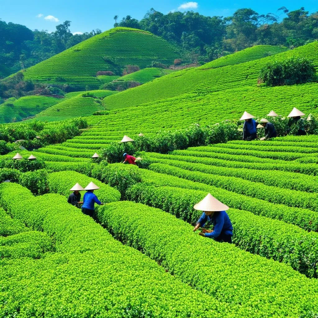 lush green tea fields