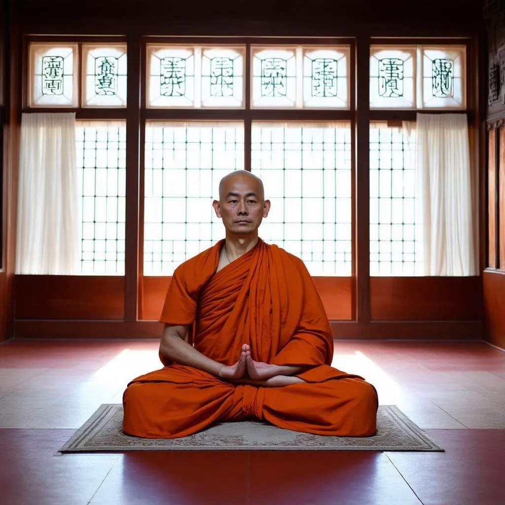 Monk Meditating at Thien Vien Truc Lam Hue