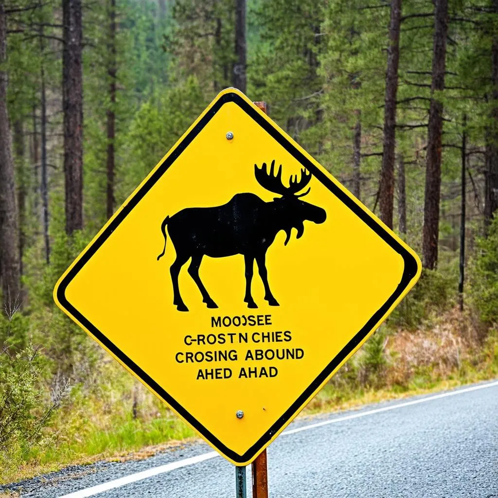 Moose Crossing Sign