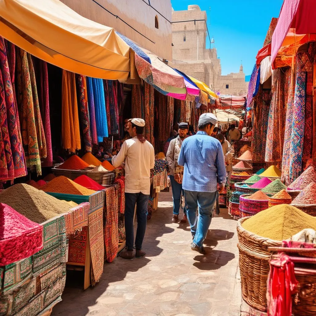 Bustling Moroccan market