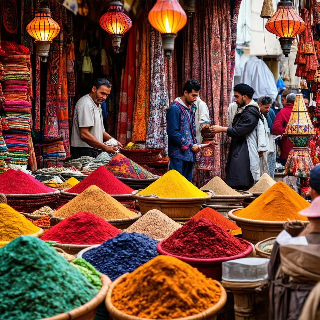 Bustling Marketplace in Morocco