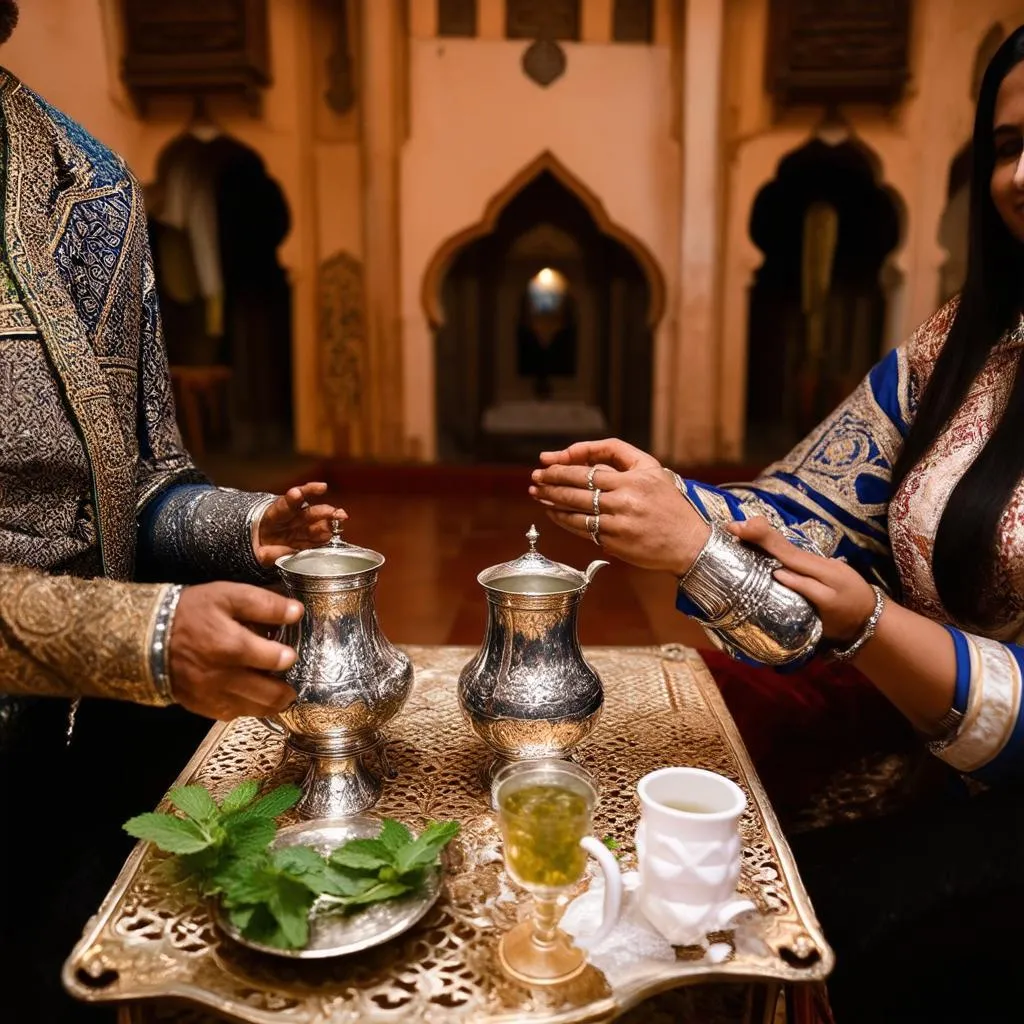 Moroccan mint tea ceremony