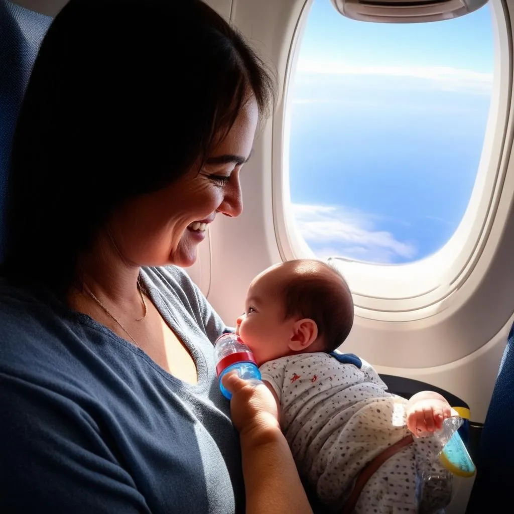 Feeding Baby Formula on Airplane