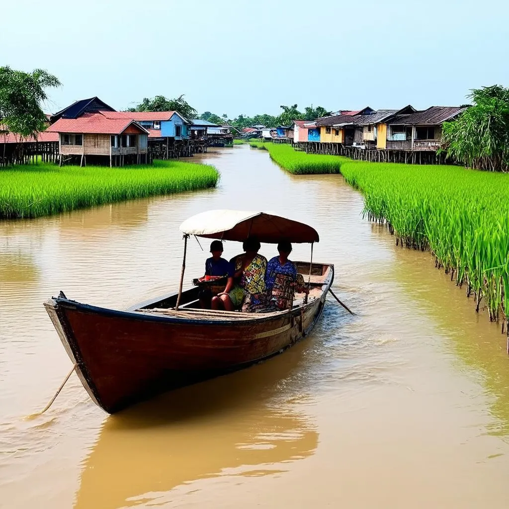 Motorboat on the Mekong River