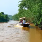 Motorboat on the Mekong River