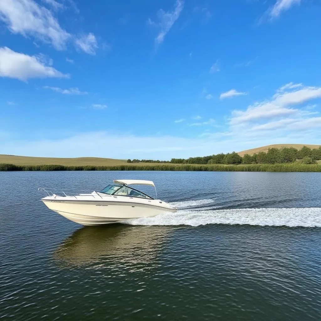 Motorboat on Calm Water