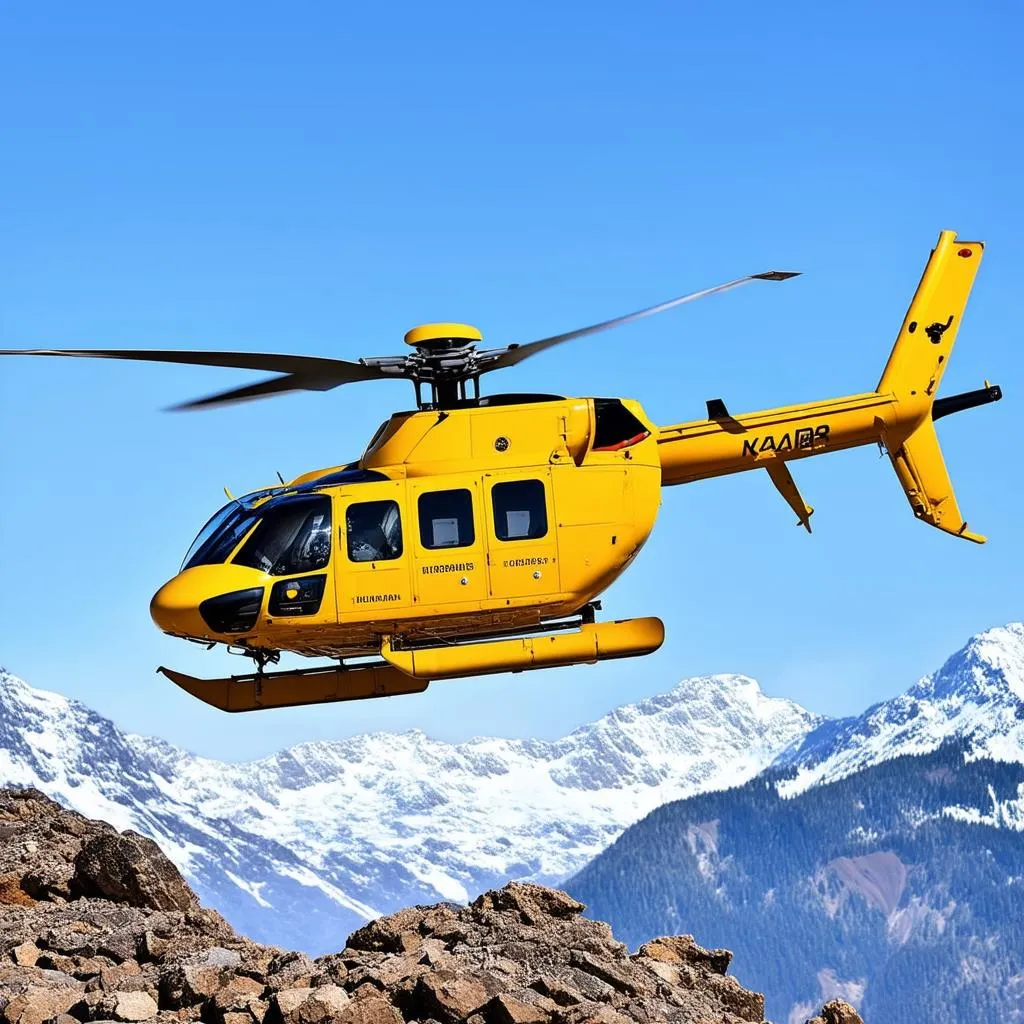 Helicopter Landing on a Mountaintop