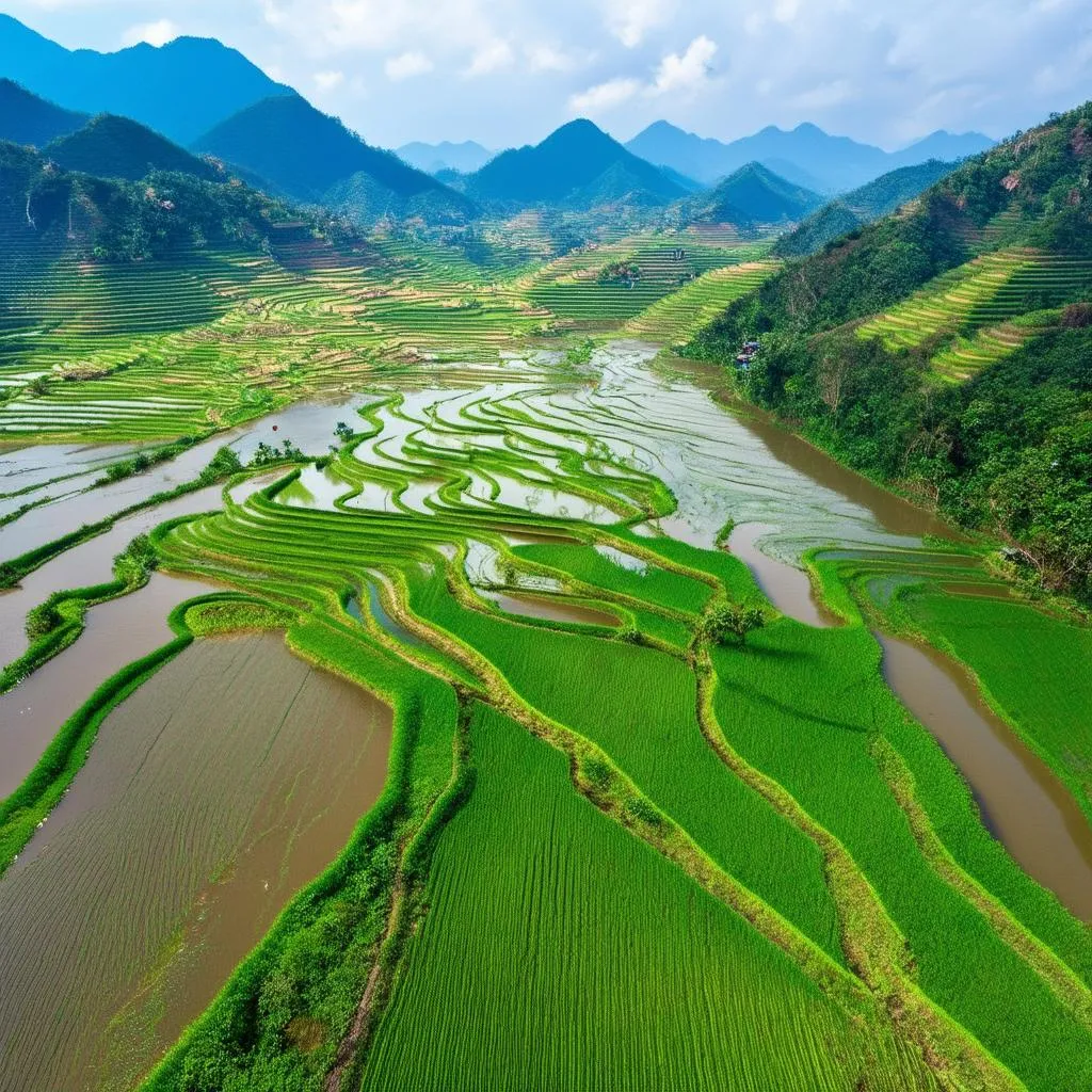 Mu Cang Chai rice terraces in May