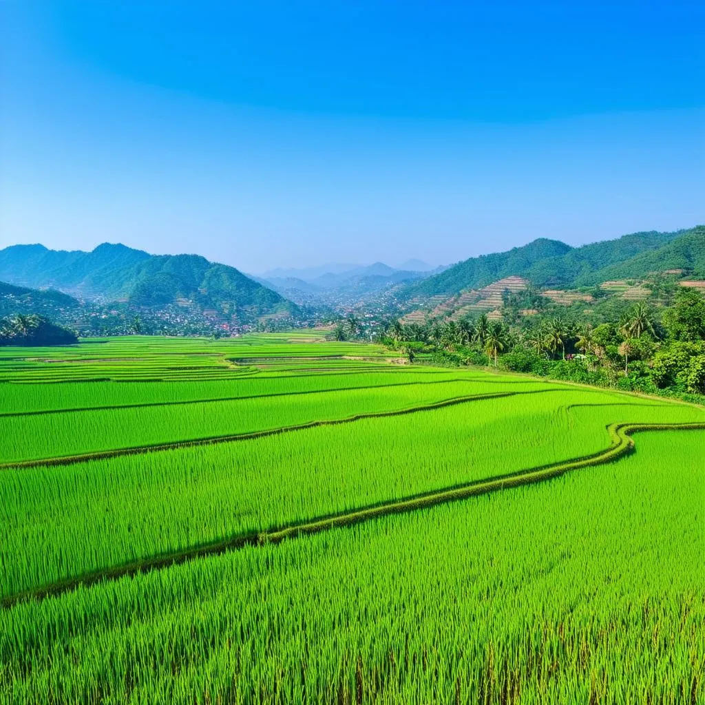 Rice fields in Muong Thanh valley