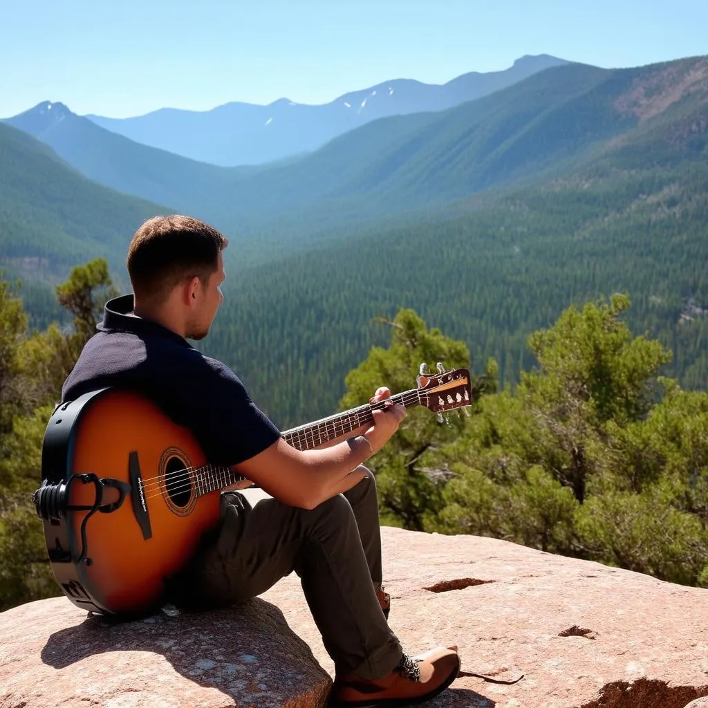 Musician with Travel Guitar