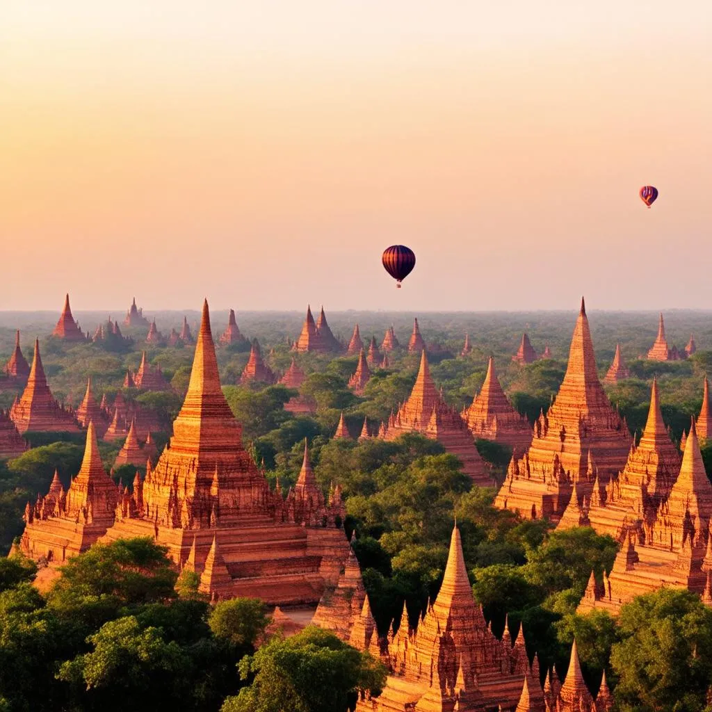 Sunrise over Bagan Temples