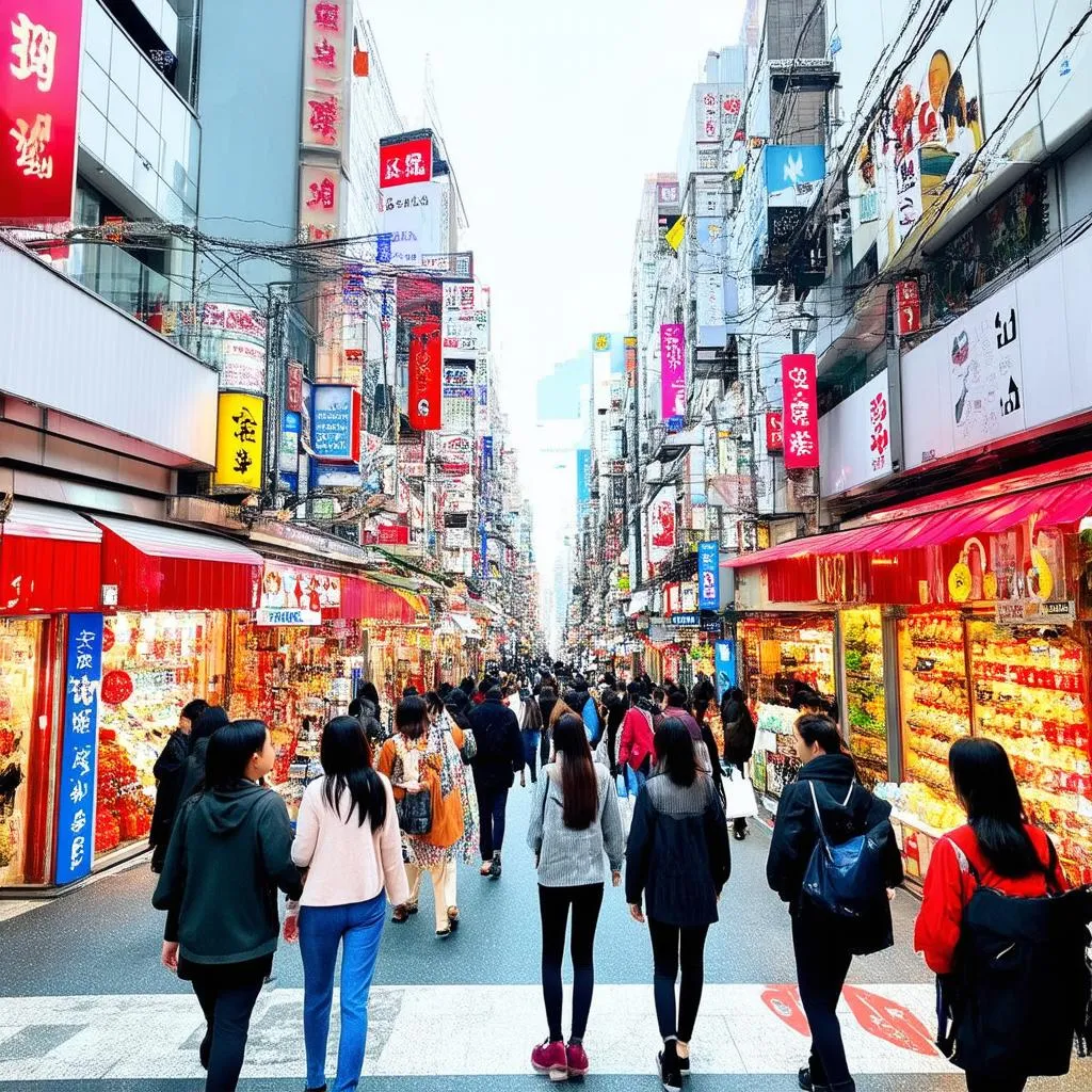 Myeongdong shopping street, Korea