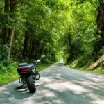 Motorbike on scenic road in Nam Cat Tien