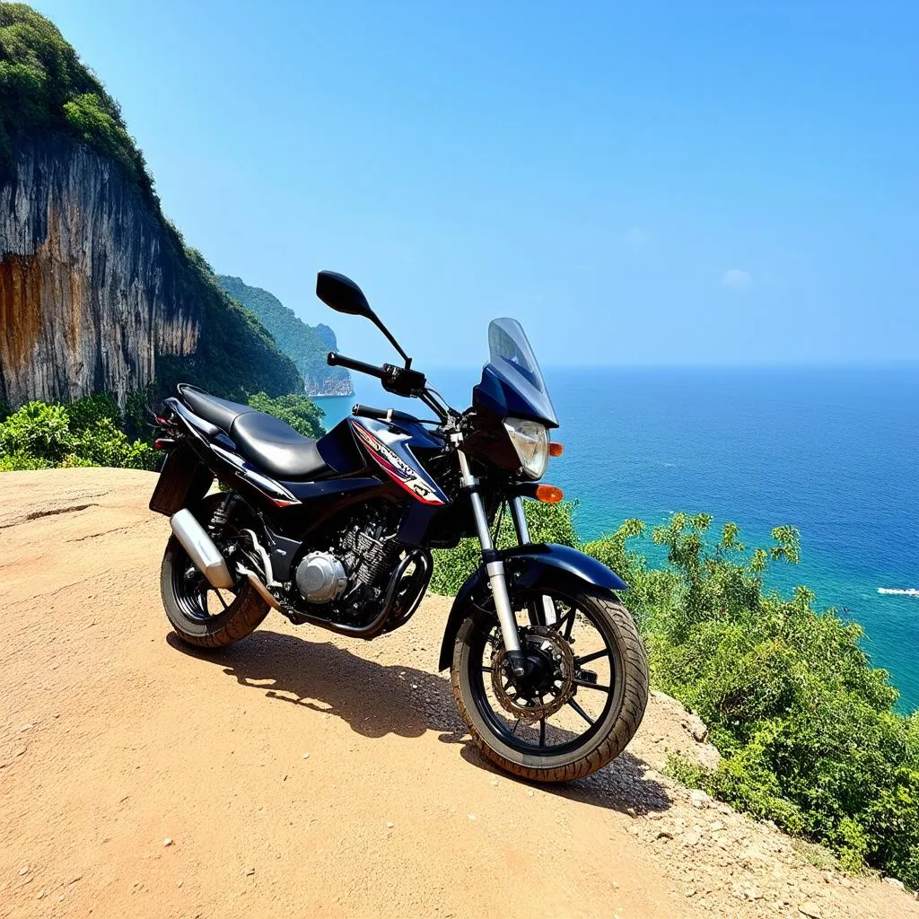 Motorbike parked on Nam Du Island