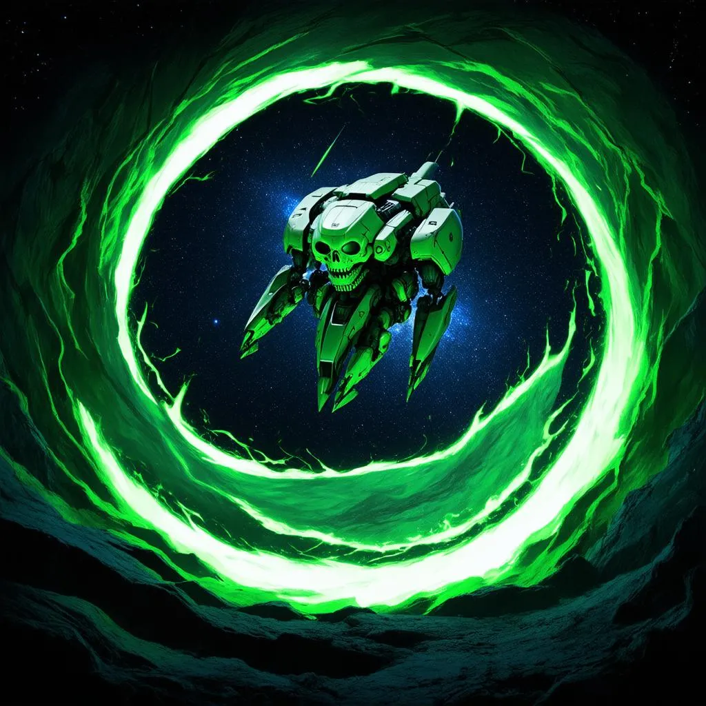 Necron ship entering portal