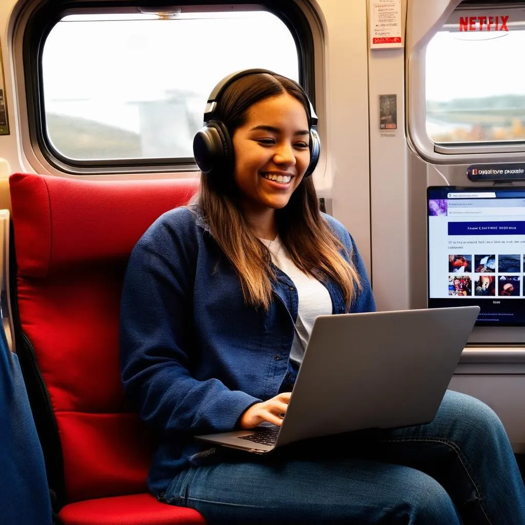 woman-using-laptop-with-netflix-open-while-traveling