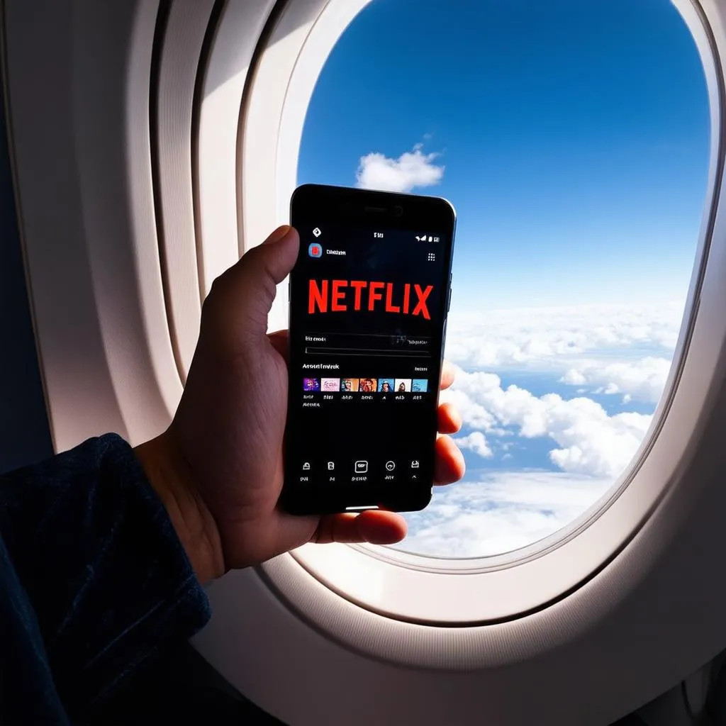 Using Netflix on a Phone While on an Airplane