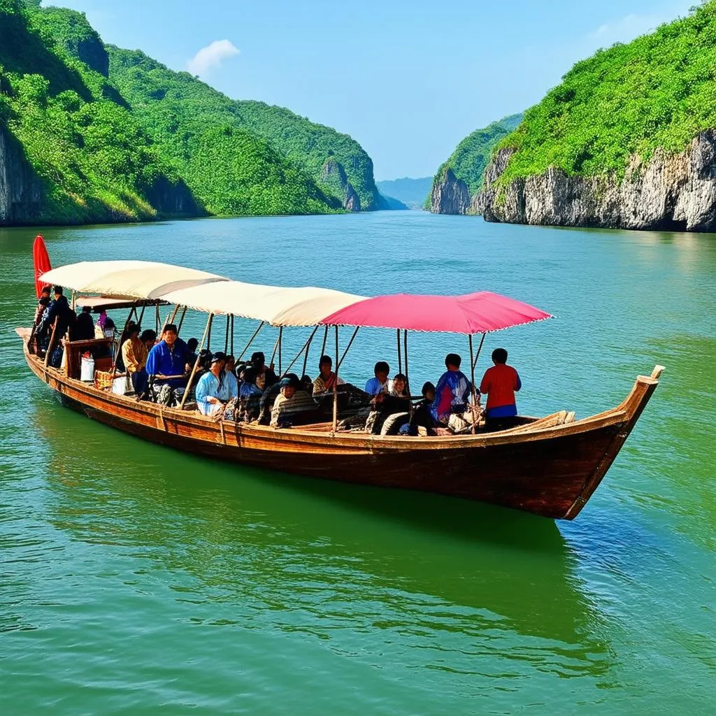 Boat trip on Nho Que River