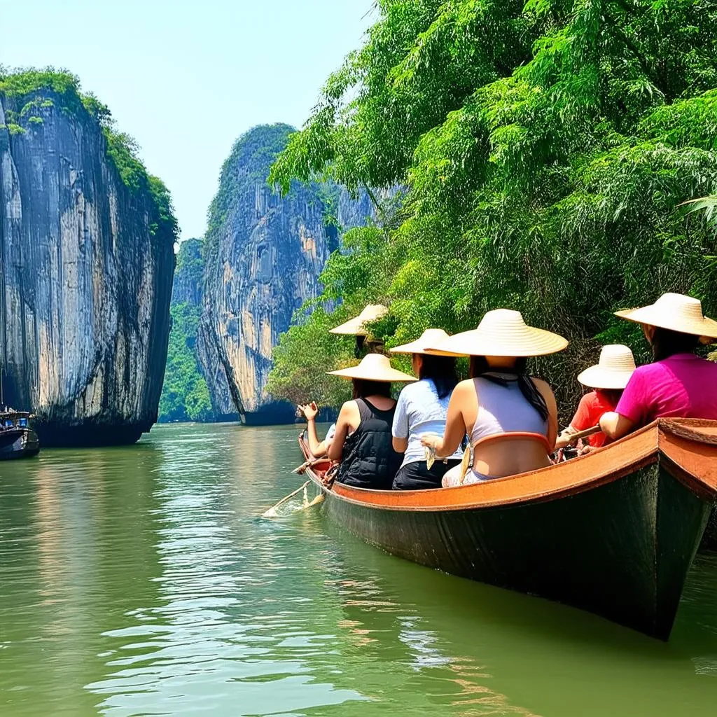 Tourists on a Boat Tour in Ninh Binh