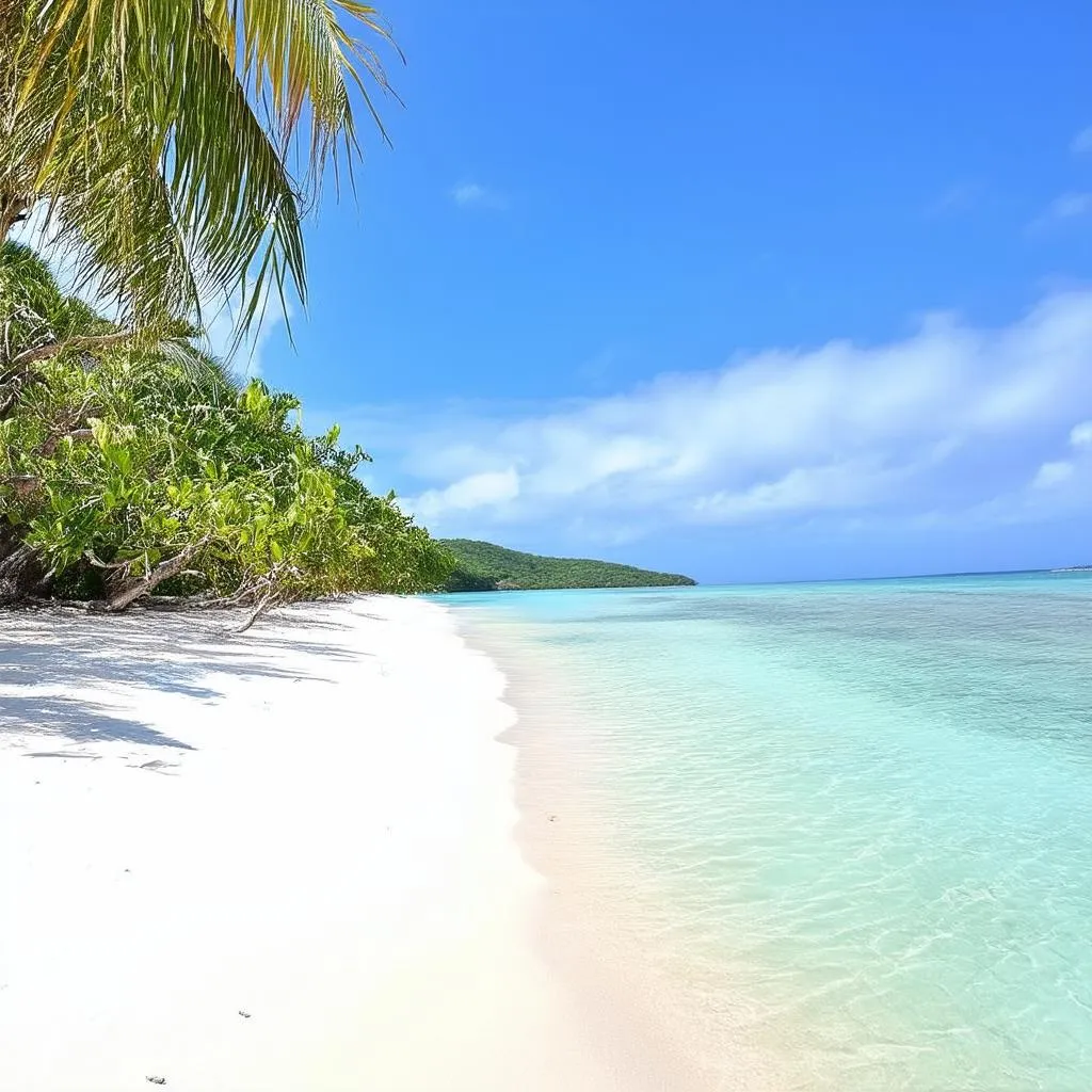 pristine beach with white sand and turquoise water