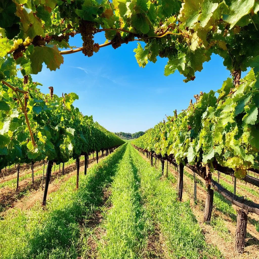 vast grape farm with lush green vines