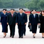 North Korean Citizens Walking