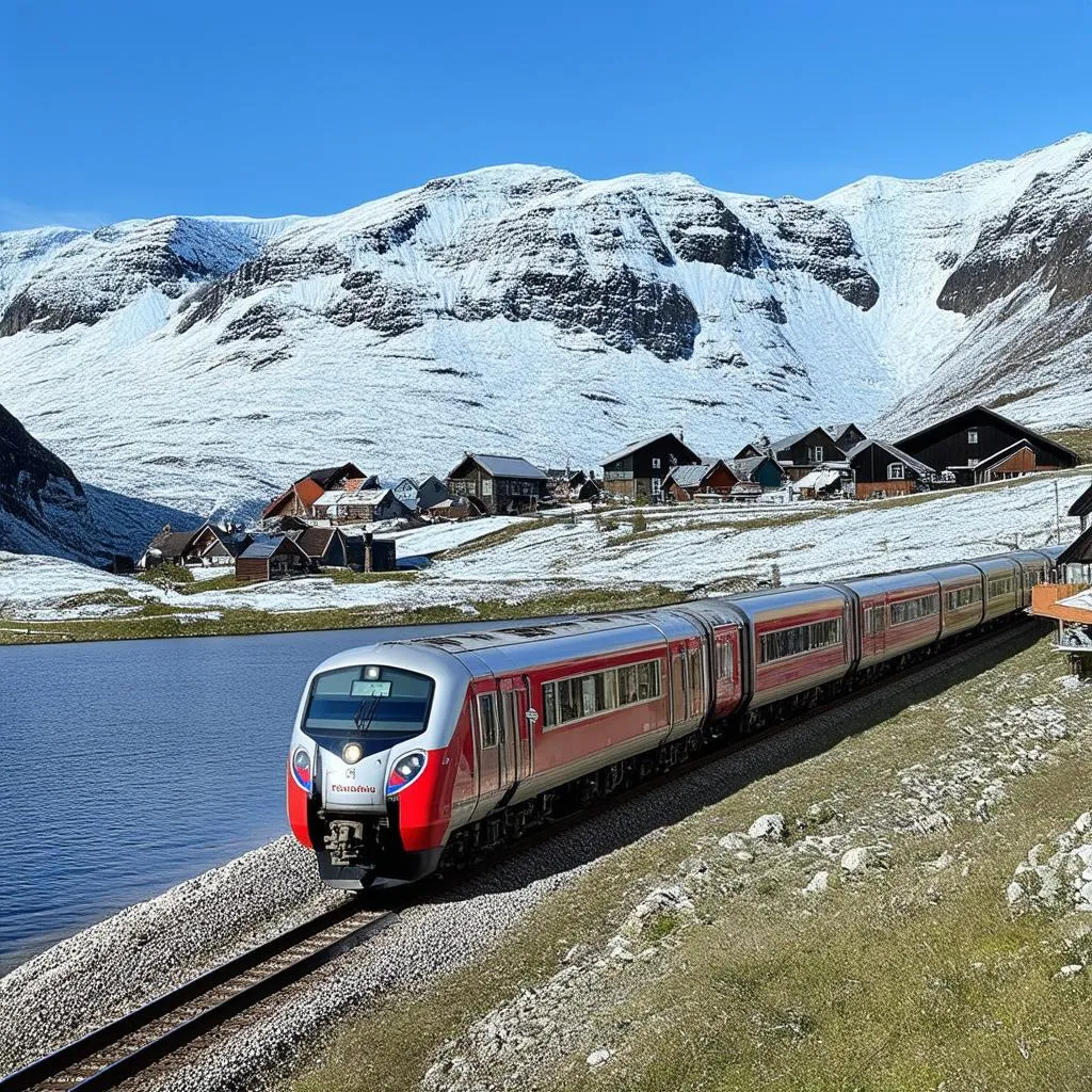 Scenic train journey in Norway