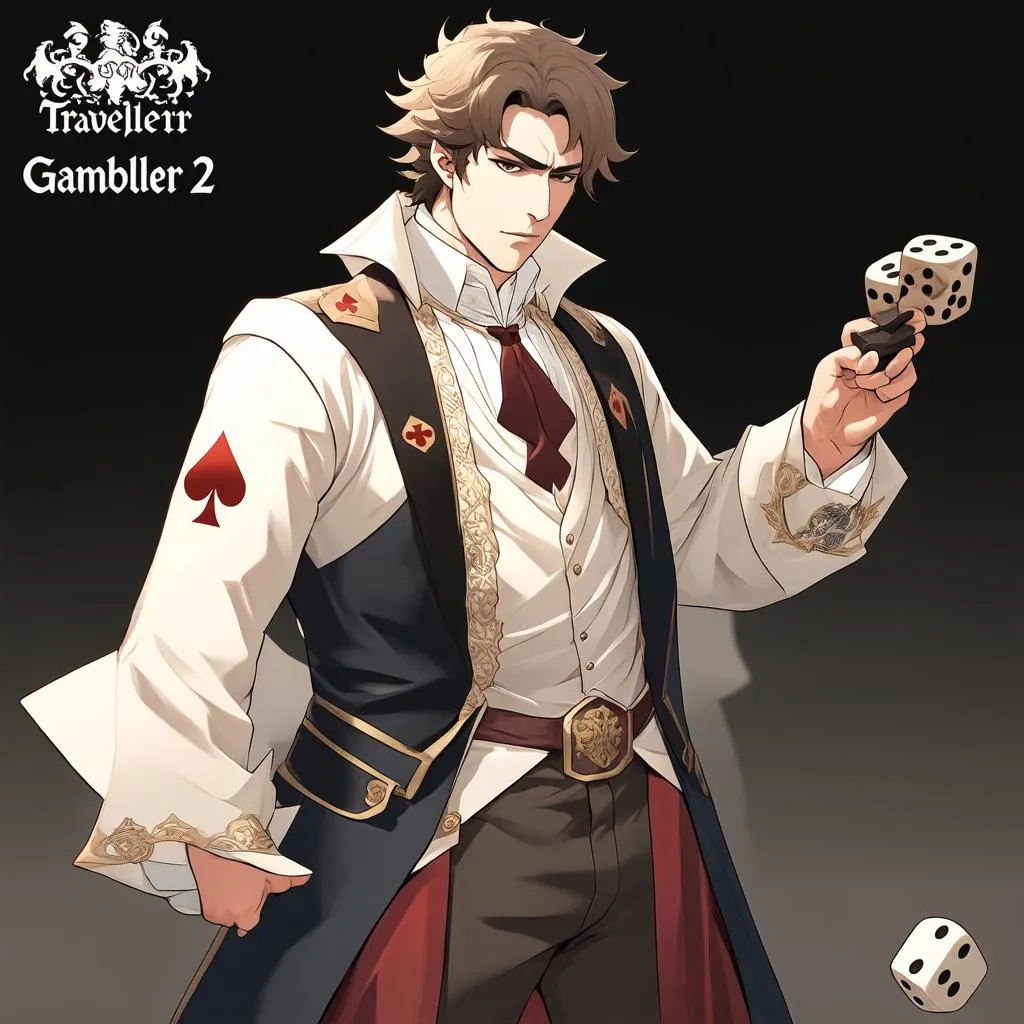 Octopath Traveler 2 Gambler character design