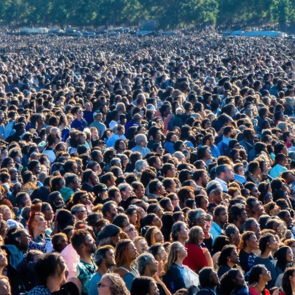 Crowds gather for the eclipse.