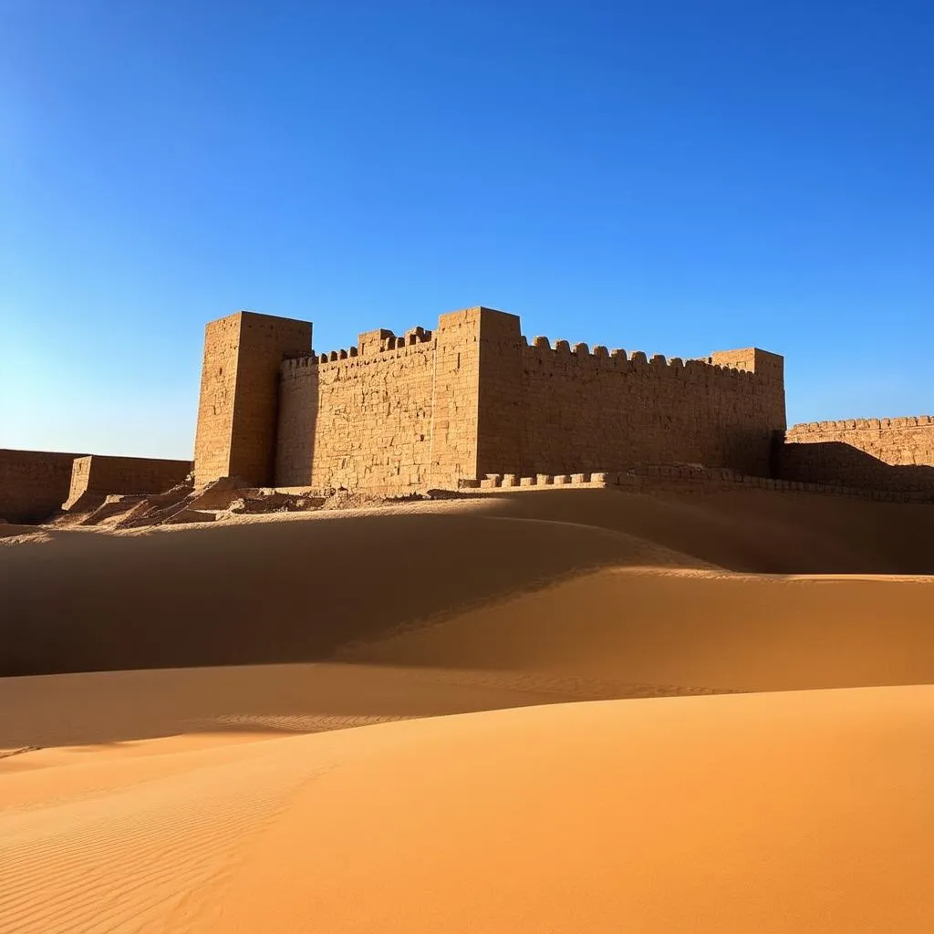 ancient fort rising from the desert