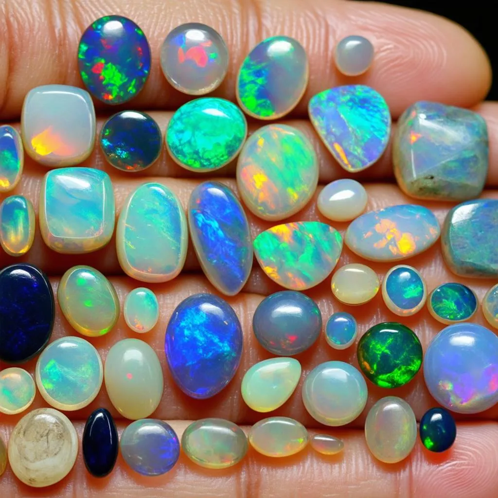 Various opals on display