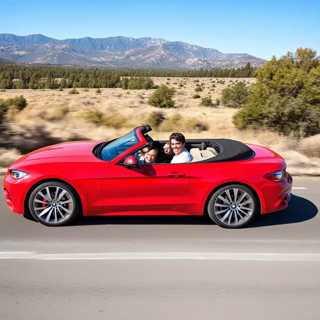 Car driving on an open road