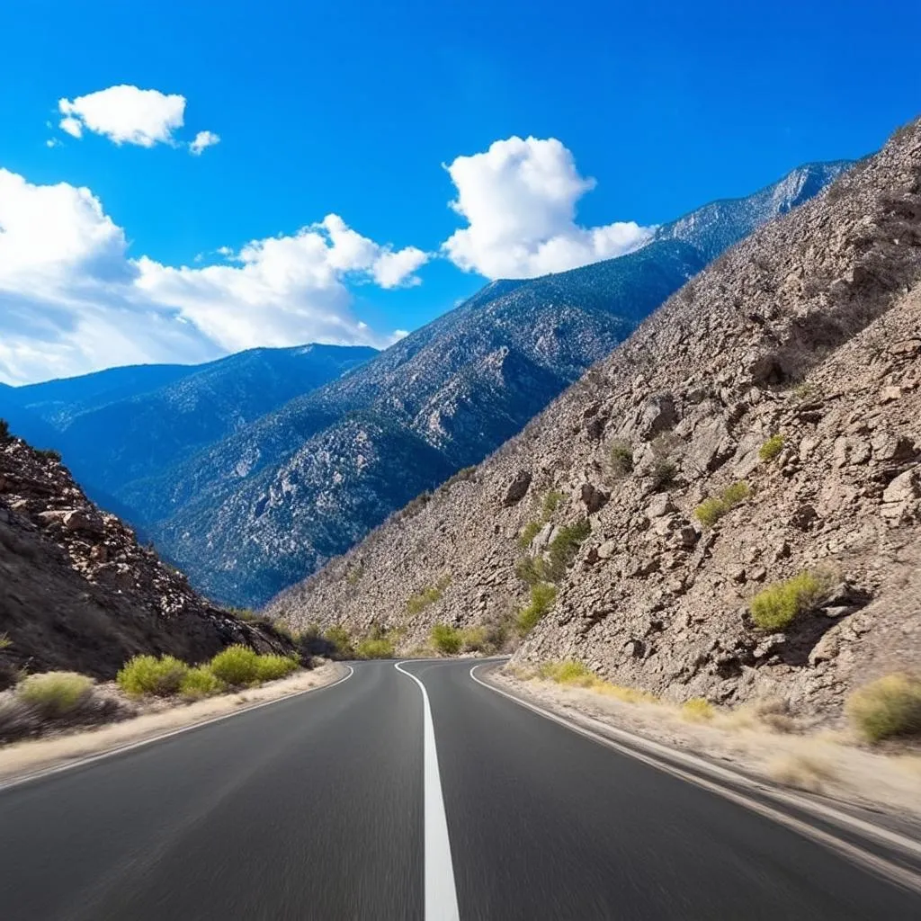 Open road in the mountains