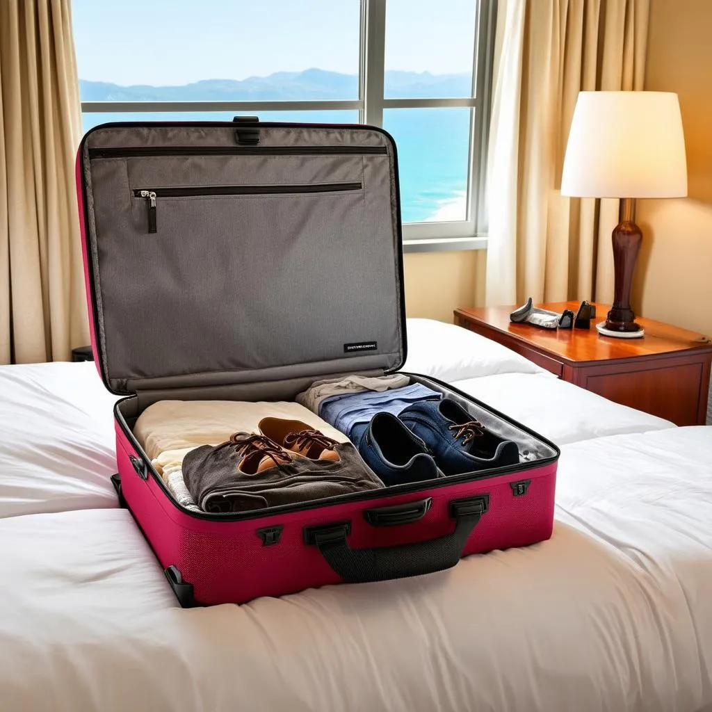 Open Suitcase on Bed