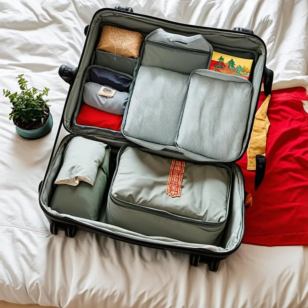 organized luggage with feng shui elements