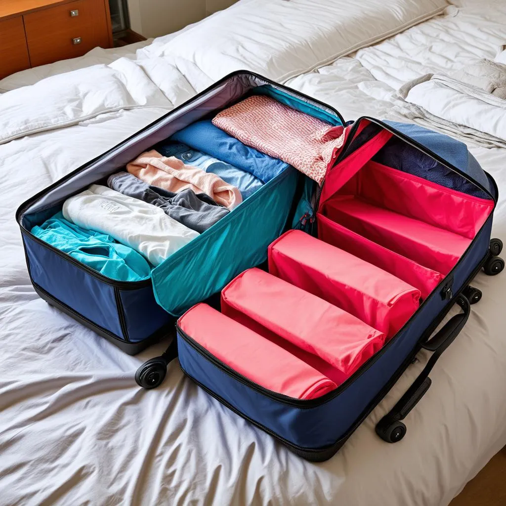 Suitcase with packing cubes