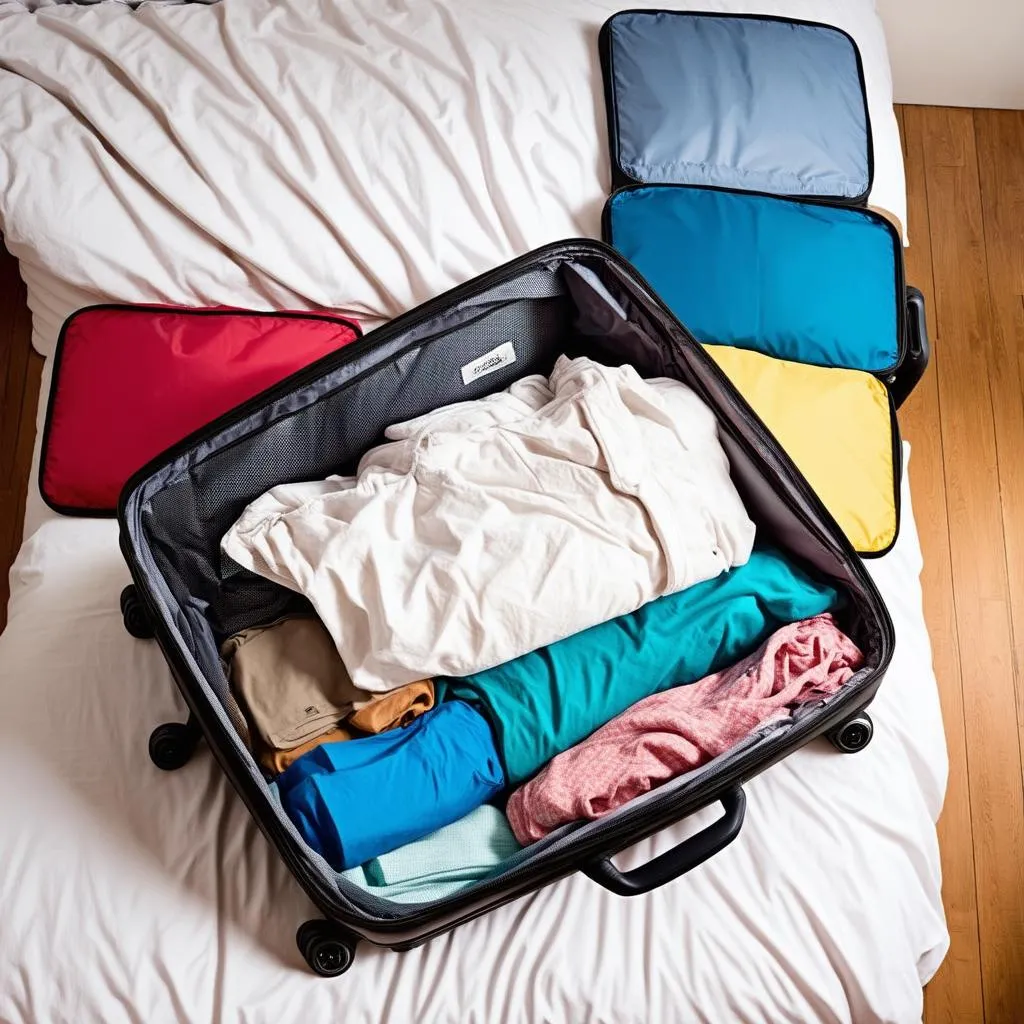 Packing Cubes in an Organized Suitcase