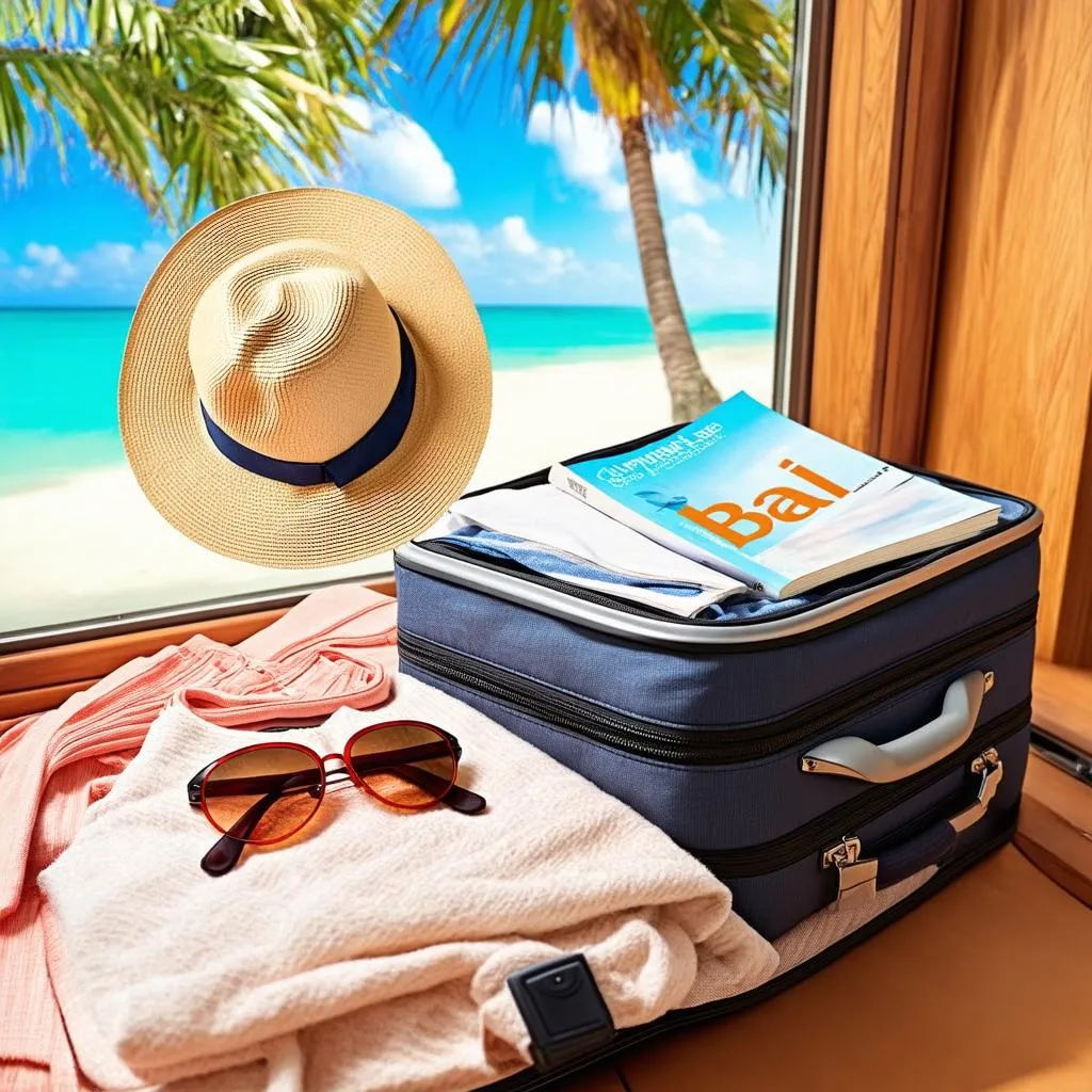 Woman packing for a Bali trip