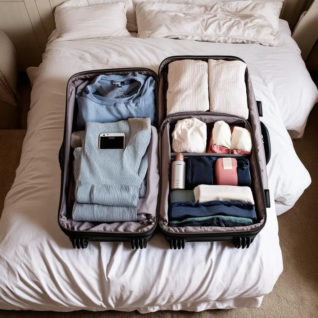 Packing a suitcase with travel essentials for a trip