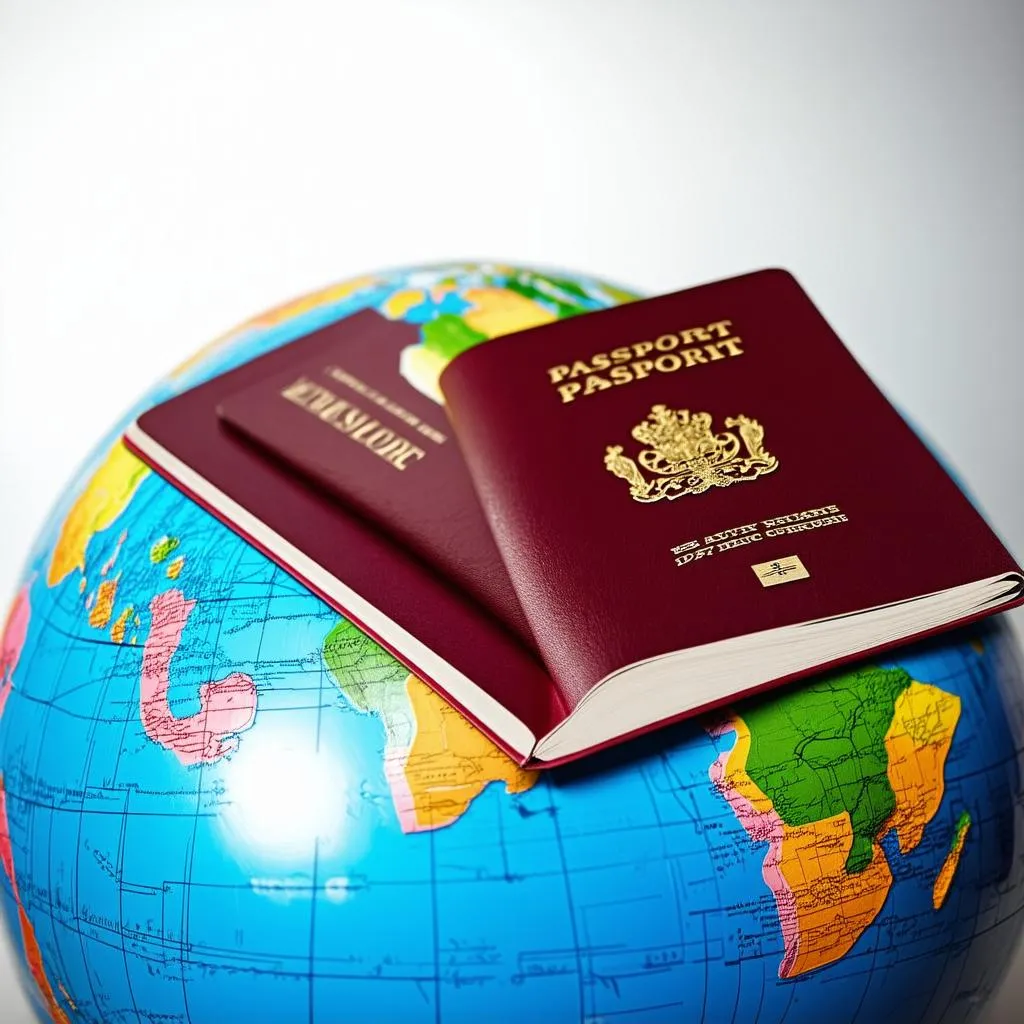 Passport and globe