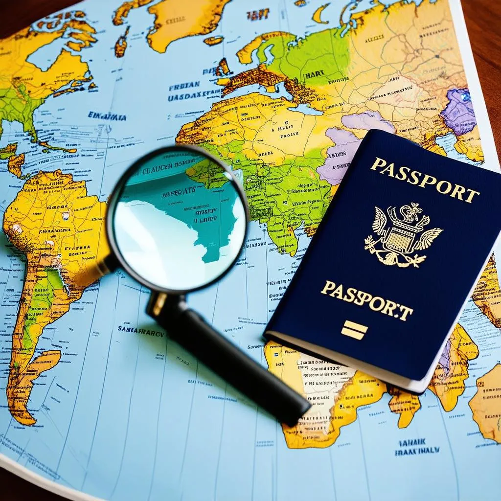 passport and map