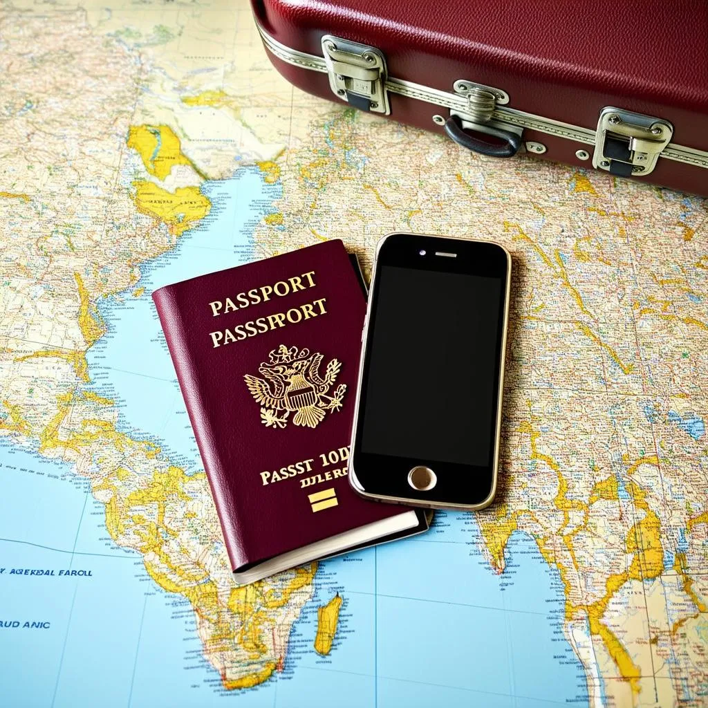 travel documents and mobile phone