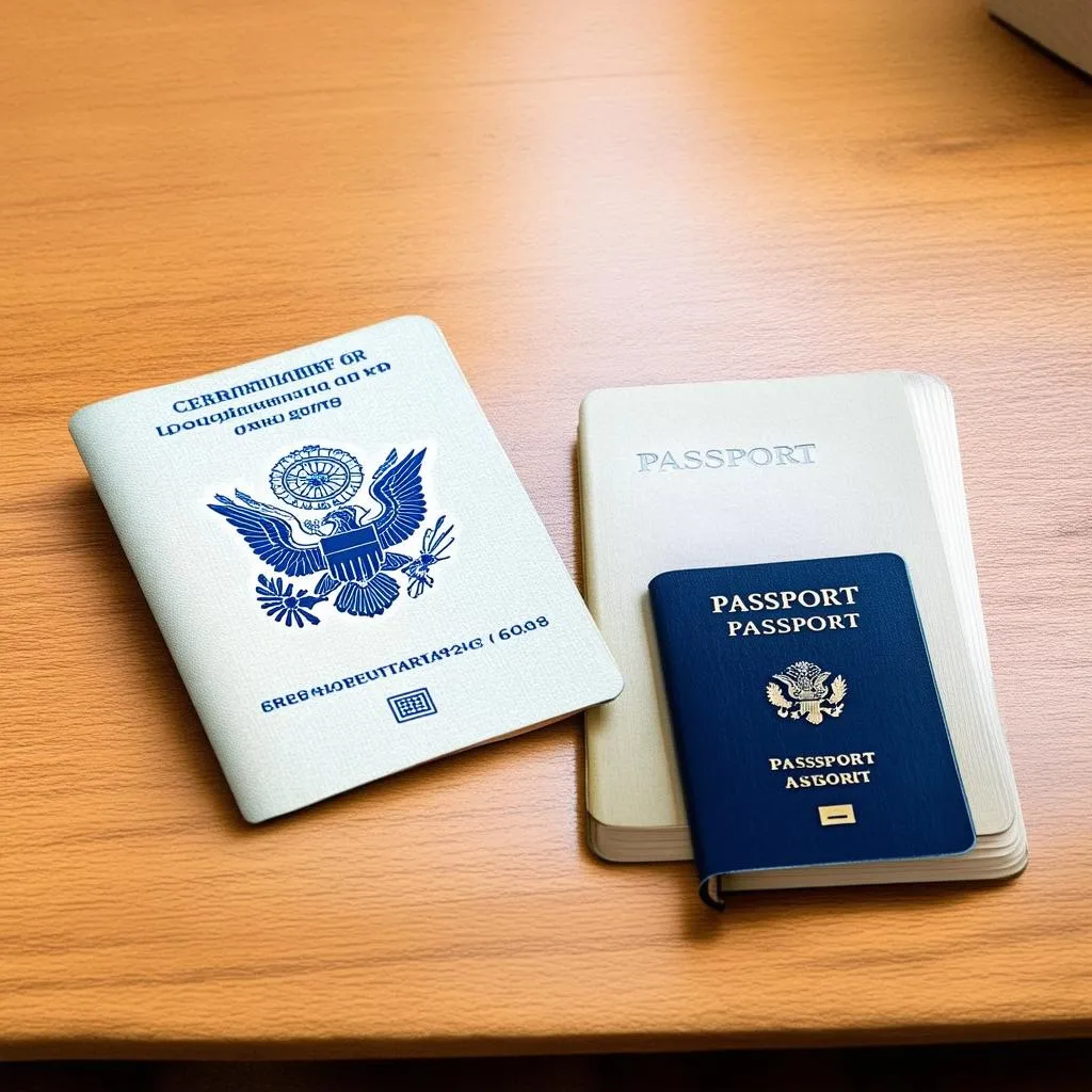 Passport card and passport book side by side