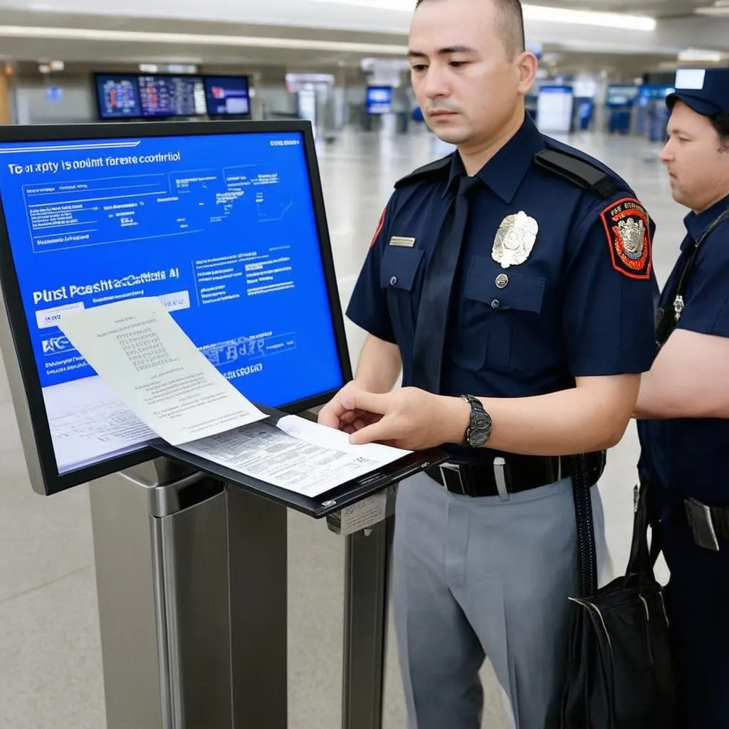 Passport control at the airport